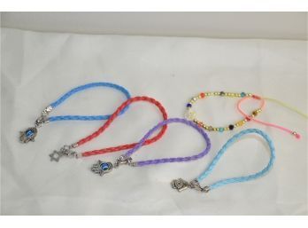 (#180) Colorful Leather And Israel Charm Bracelets