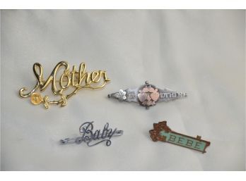 (#151) Sterling? Mother Pin Assorted Mother And Baby Pins