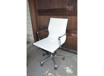 White Leather Chrome Adjustable Desk Chair