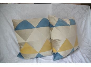 (#34) Galbraith & Paul Hand Blocked Printed 23x23 Decorative Pillows Down Feather Insert Philadephia
