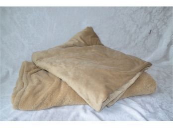 (#64) Beige Cozy Comfy Throw Blankets Full/queen (2 Of Them)
