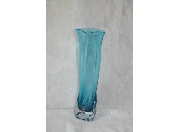 (#17) Zug Handblown Twister Medium Glass Vase Signed Artist 12'