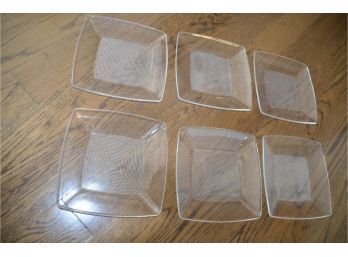 (#47) Glass Square Luncheon Plates 6 Of Them