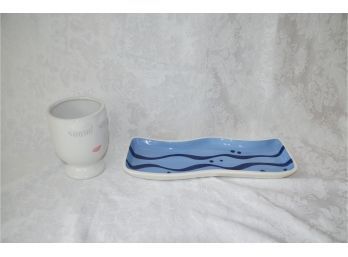 (#26) Bostonware Ceramic Trading Tray And Face Design Cup (bathroom Bedroom Accessories)