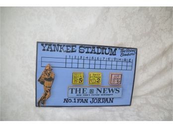(#74) Original Signed Harry Glaubach 1998 'Yankee Stadium' No. 1 Fan Jordan Wall Hanging