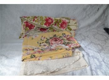 (#67) Floral Design Round Table Cloths (3) About 60' Round