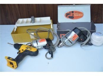 (#95) Tool Box And Fishing Tackle Box, Black And Decker Drills, Dewalt