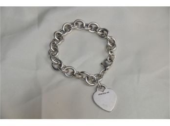 (#139) Tiffany Sterling Silver Heart Charm Bracelet