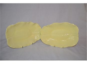 (#5B) Metlox USA 2 Serving Platters Pale Yellow