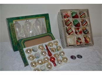 (#188) Vintage Glass Ornaments (3 Boxes), 2 Angel Of Comfort Coins