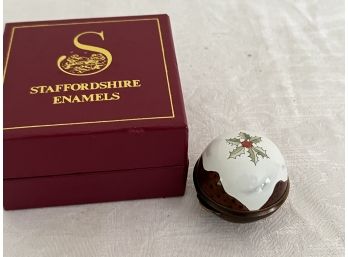 (#107) Staffordshire Enamel Christmas Trinket Ball In Box