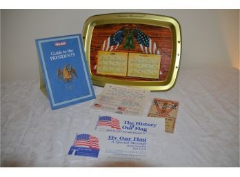 (#39) American Bicentennial Tray And Guide To The Presidents Map And Things To Remember About Our Flag