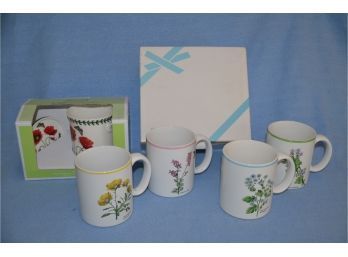 (#159) Box Of 4 Coffee Mugs Kensington Gardens NEW In Box And Tea Cup Set New