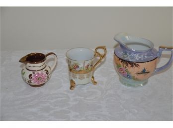 (#94) Vintage Japan And England Creamer (2) And Demitasse Cup (1)