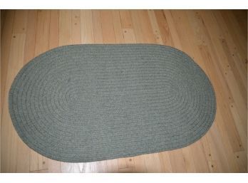 (#87) Green Colored Oval Braided Accent Rug 48x27.5