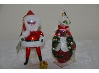 (#185) Christmas Ornaments: Santa And Mrs Claus Hand Crafted With Italian Taste