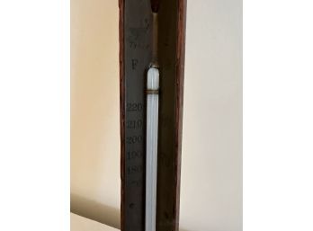 (#50) Vintage Tycos Thermometer On Brass And Wooden Wall Hanging