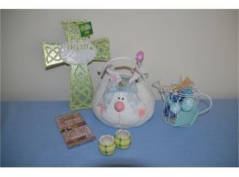 (#168) Assorted Easter Decorations And St. Patrick Day Cross