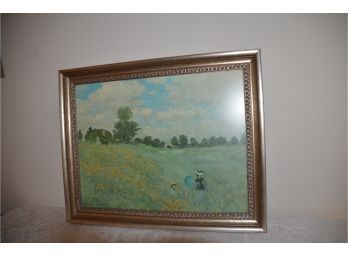 (#68) Gold Framed By Claude Monet Poppy Field Of Flower Landscape Non Glare Glass 26x21