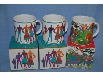 (#158) Art Of Human Being Mugs (2) In Box And Secret Jungle (1) In Box