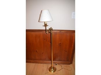 (#62) Brass Floor Lamp With Cut Out Flower Shade 48'