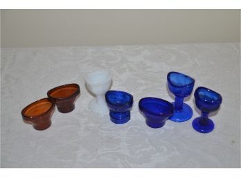 (#124) Eye Wash Cups Glass And Plastic (7 Of Them)