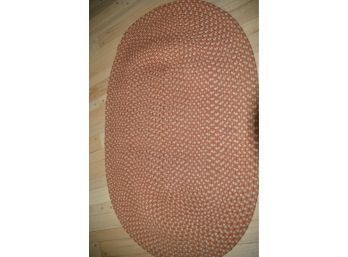 (#86) Rust Colored Oval Braided Accent Rug 49x30