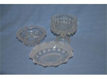 (#137) Vintage Glass Footed Candy Dishes 3 Of Them