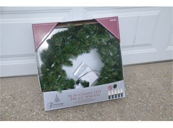 24' Artificial Wreath LED Lights New In Box - Works