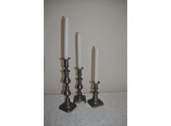 (#2) Colonial Pewter Meriden Conn. Candle Sticks