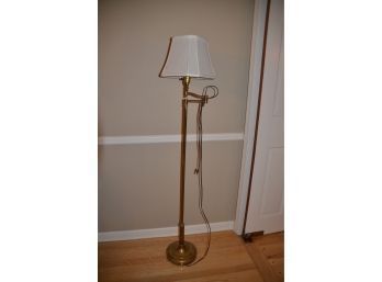 (#63) Brass Floor Lamp Swing Arm With Shade 50'