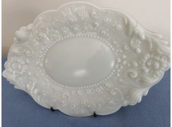 (#130) Fostoria Glass Opal Dresser Tray Platter Opaque White Mike Glass 12'