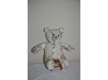 (#210) Fabric Floral Bear 11'H With Stool