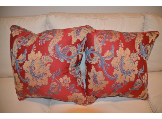 Decorative Throw Pillows Zippered Burgundy Floral Design 15x15