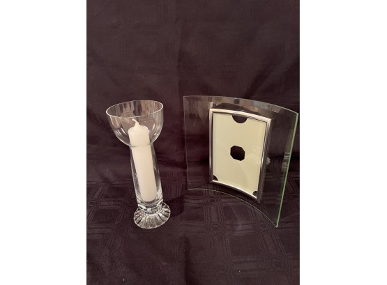 (#17) Glass Candle Stick And Glass Picture Frame