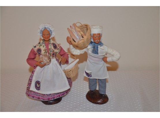 (#8) Santon De Provence Authentic Terra-Cotta French Baker Women And Man Doll Figurines