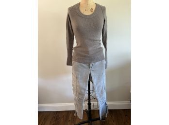 (#201) Jordan Louis Grey Suede Pants (no Label Of Size) Inhabit Sweater Petite