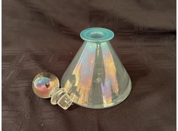 (#14) Turquoise Blue Iridescent Perfume Bottle With Stopper