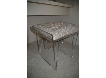 Mid Century Modern Lucite Acyclic Vanity Bench With Removable Cushion Zippered