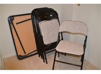 Folding Card Table With 6 Folding Chairs Fabric Seats And Backs