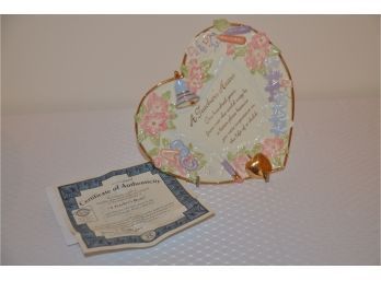 (#20) Heart Porcelain 'teachers Heart' Poem Quote Decorative Plate 7.5x7 With Certificate Of Authenticity