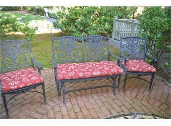 (#58) Outdoor Cast Aluminum Sitting Slider Love-seat With Cushions