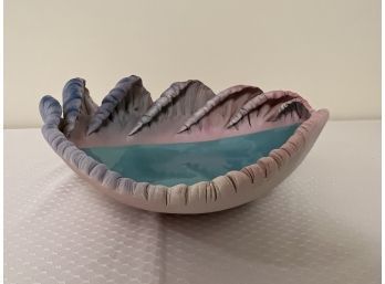 (#1) Unique Handmade Pottery Turquoise And Pink Decorative Shell