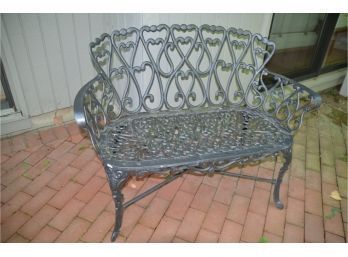 (#54) Outdoor Cast Aluminum Garden Bench (has Slight Pitting )
