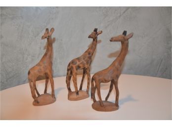 (#102) Decorative Wood Giraffes 12'H (3 Of Them)