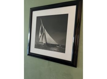 (#29) Framed Black And White Picture Of Sailboat 21x21