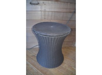 (#66) Outdoor Resin Vinyl Round Side End Table With Rotates Lazy Suzy Top  20x22.5