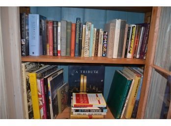 (#60) Assorted Vintage And Newer Books 2 Shelves Adult Hard / Soft Cover Approx. 48
