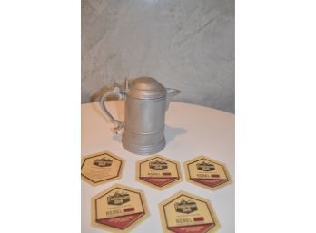 (#104) Pewter Metal Beer Stein With Cardboard Coasters