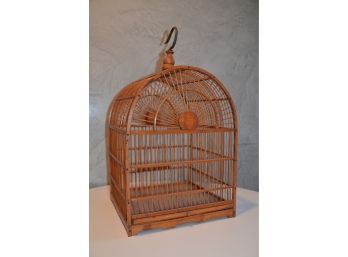 (#100) Decorative Hanging Wood Bird Cage (bottom Draw Pulls Out)